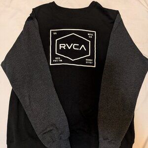 RVCA Men’s Crewneck Sweatshirt XXL Black & Gray | Fleece Lined |
